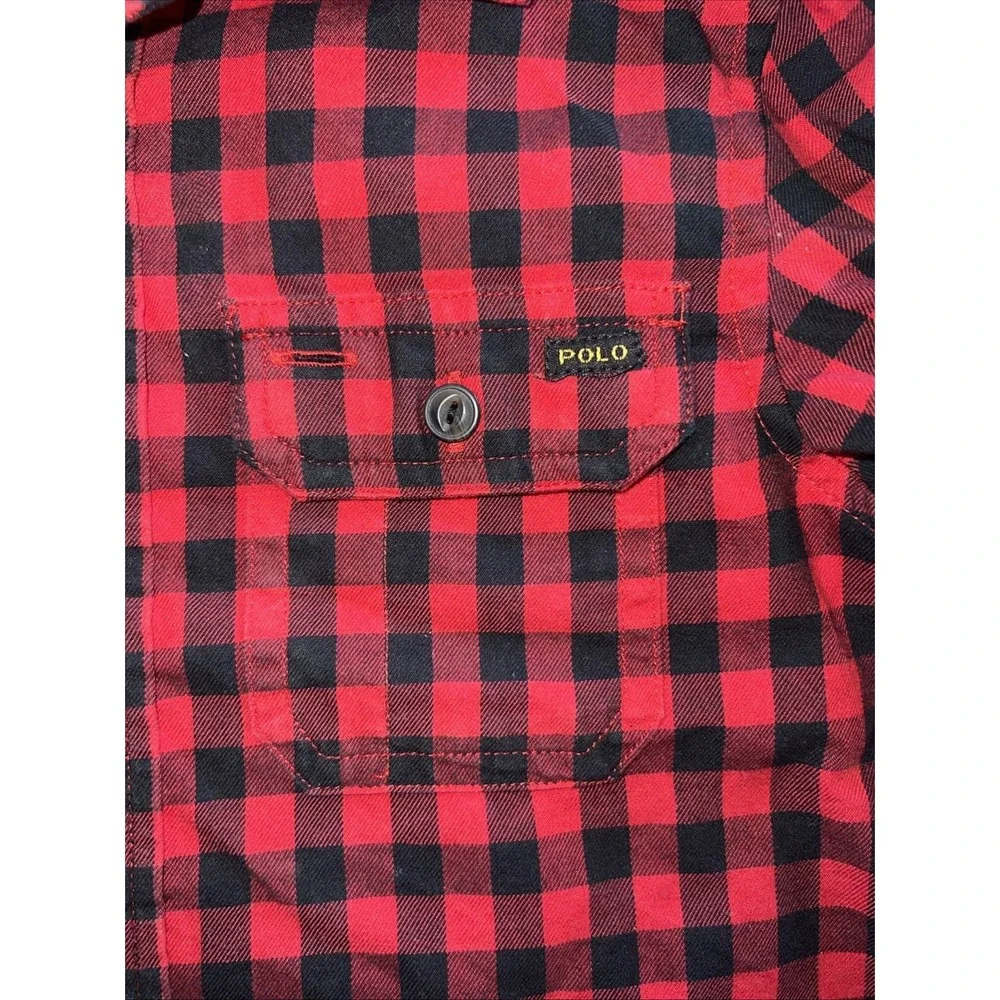 Polo Ralph Lauren Red Blue plaid long sleeve button up dress shirt sz 3T Cute